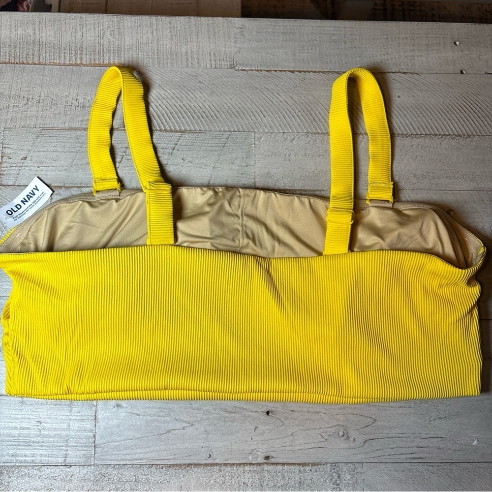 Old Navy Women's Size 4X Rib Bikini Top Adjustable Straps Yellow NWT! - Picture 7 of 16